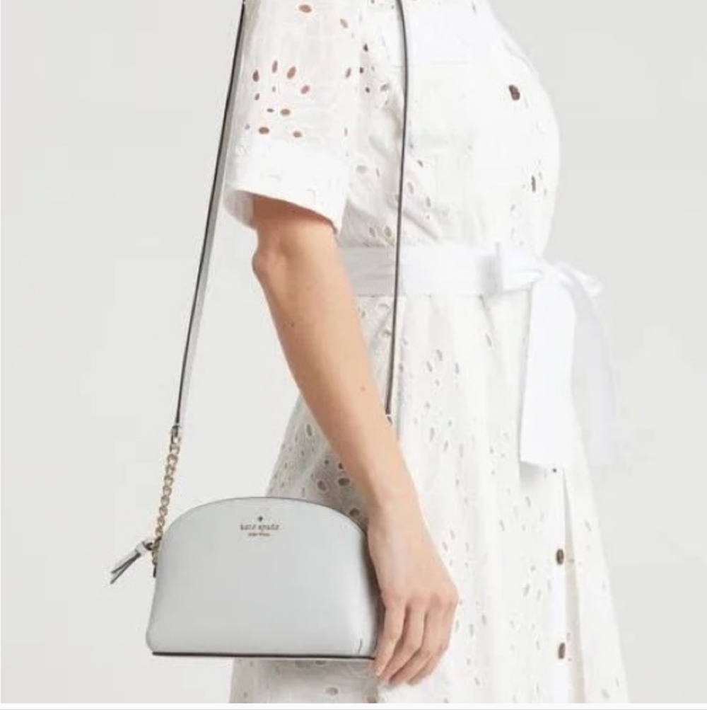 NEW kate spade Light Gray Leather Crossbody Bag Women's